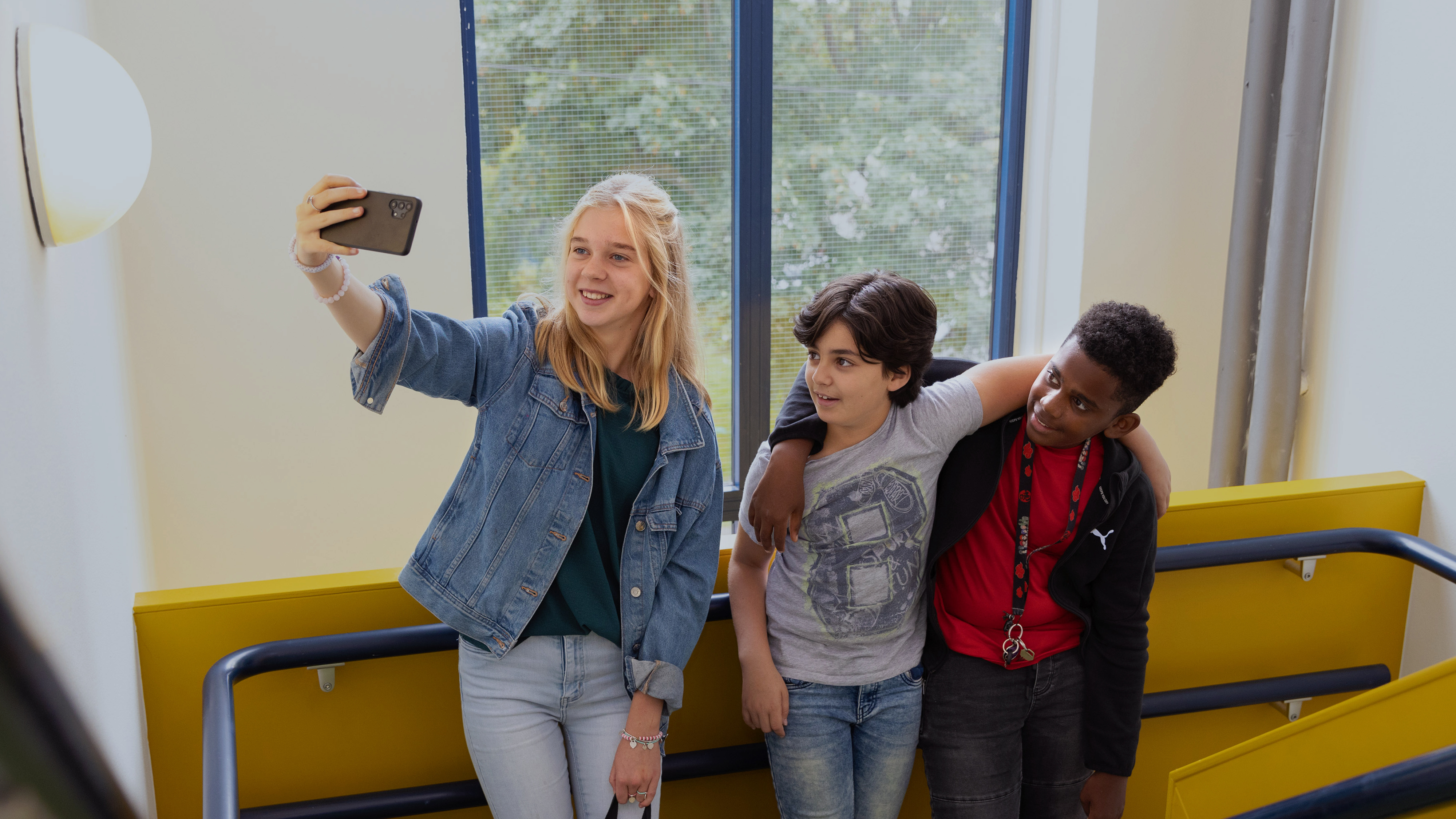 students in hallway